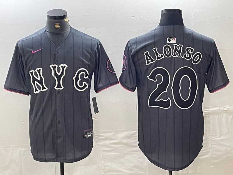Mens New York Mets #20 Pete Alonso Grey 2024 City Connect Cool Base Stitched Jersey->new york mets->MLB Jersey